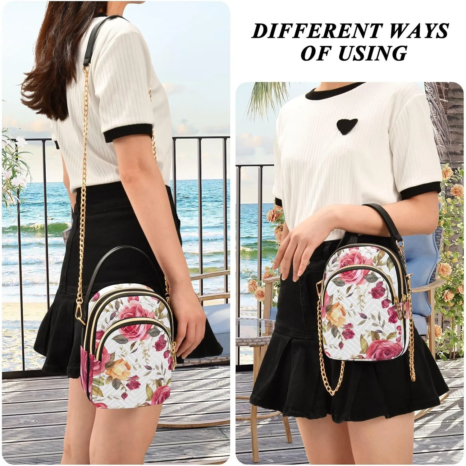 GAIGEO Strawberries and Flowers Women s Crossbody Handbags, Fashionable Crossbody Bags Shoulder Purse Crossbody