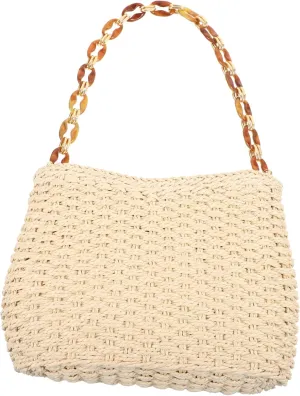 GALPADA Delicate Woven Tote Bag for Women Pastoral Style Beach Shoulder Bag Large Capacity for Shopping Travel Birthday Present