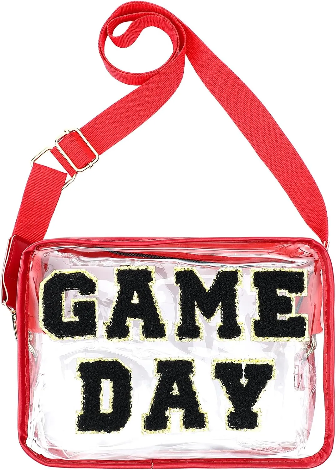 Game Day Clear Football Crossbody Bag Chenille Letter Purse Tote Gift Bag for Women Concert Sports Events
