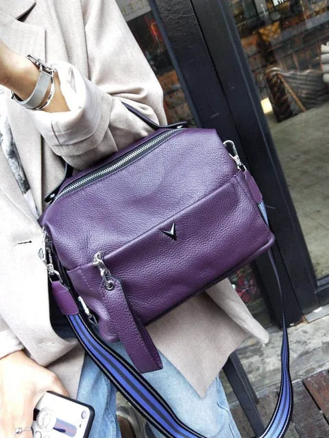 Genuine Leather Cross body Bags Women Vintage Pillow Cow Leather woman's Handbag for girl Ladies Solid Casual messenger bags tot