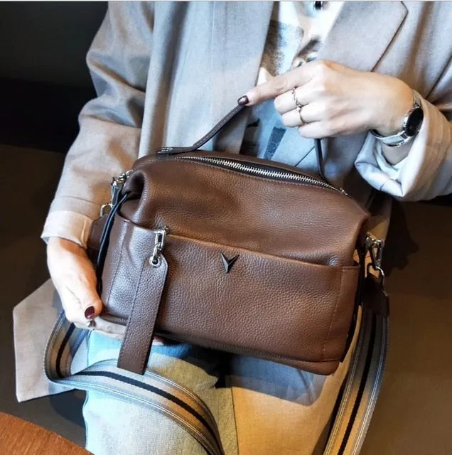 Genuine Leather Cross body Bags Women Vintage Pillow Cow Leather woman's Handbag for girl Ladies Solid Casual messenger bags tot