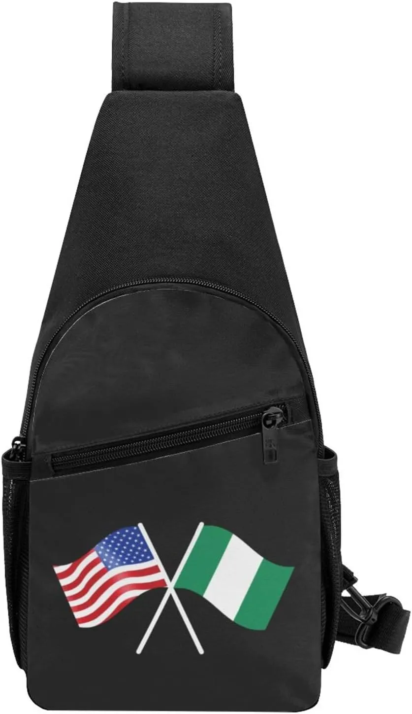 GERRIT American And Nigeria Flag Chest Pack Leisure Shoulder Crossbody Chest Bag