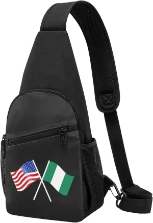 GERRIT American And Nigeria Flag Chest Pack Leisure Shoulder Crossbody Chest Bag