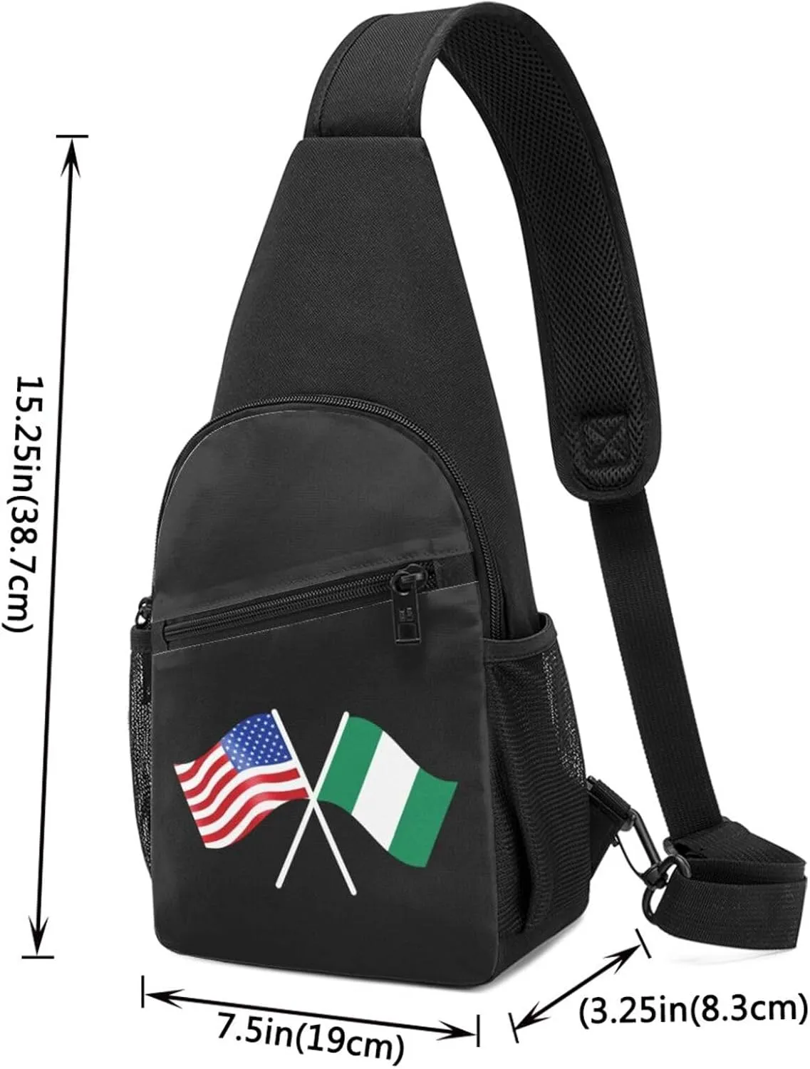 GERRIT American And Nigeria Flag Chest Pack Leisure Shoulder Crossbody Chest Bag