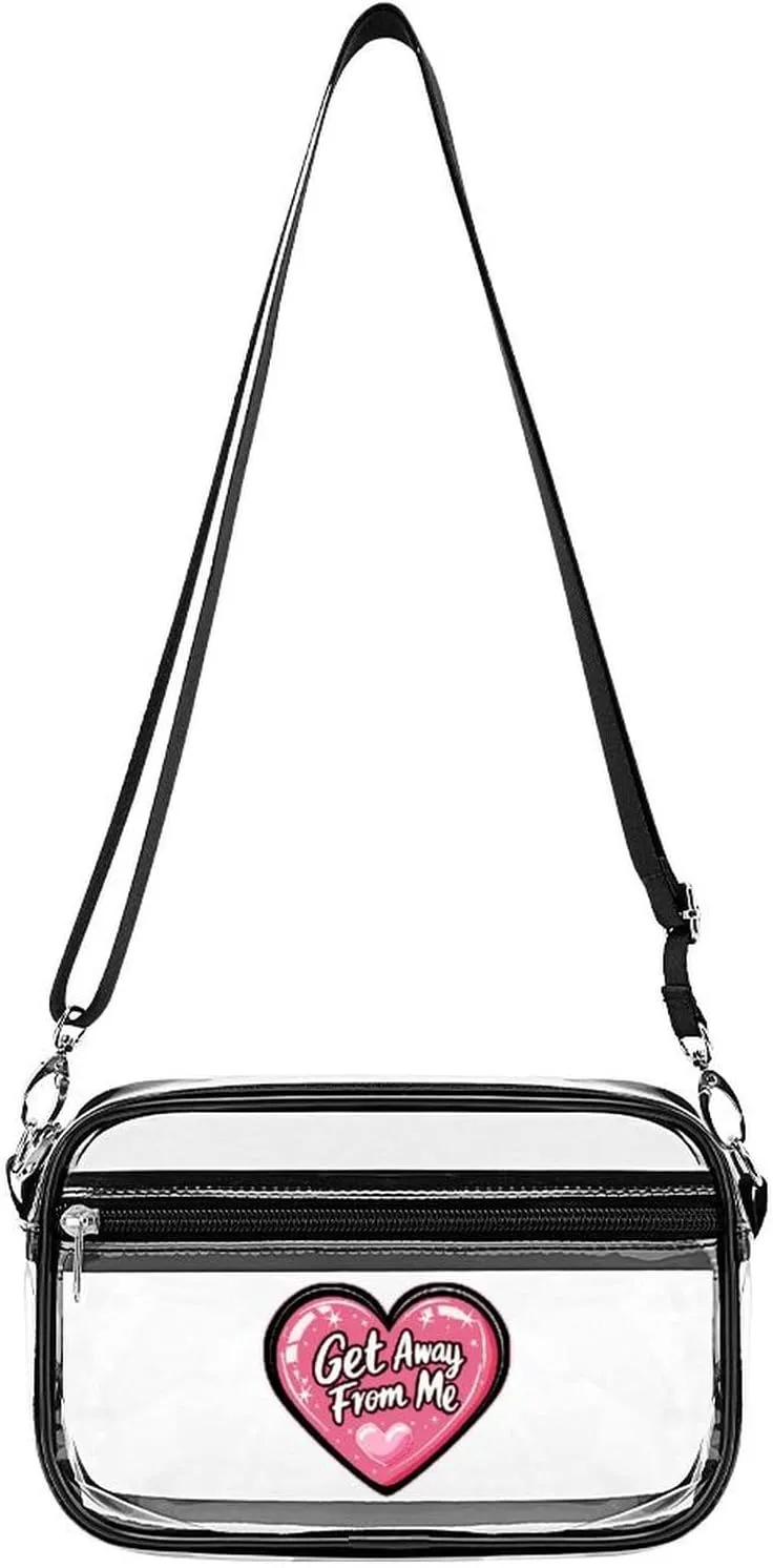 Get Away from Me Clear Stadium Bag Clear Mini Messenger Bags with 2 Compartments Crossbody Bag
