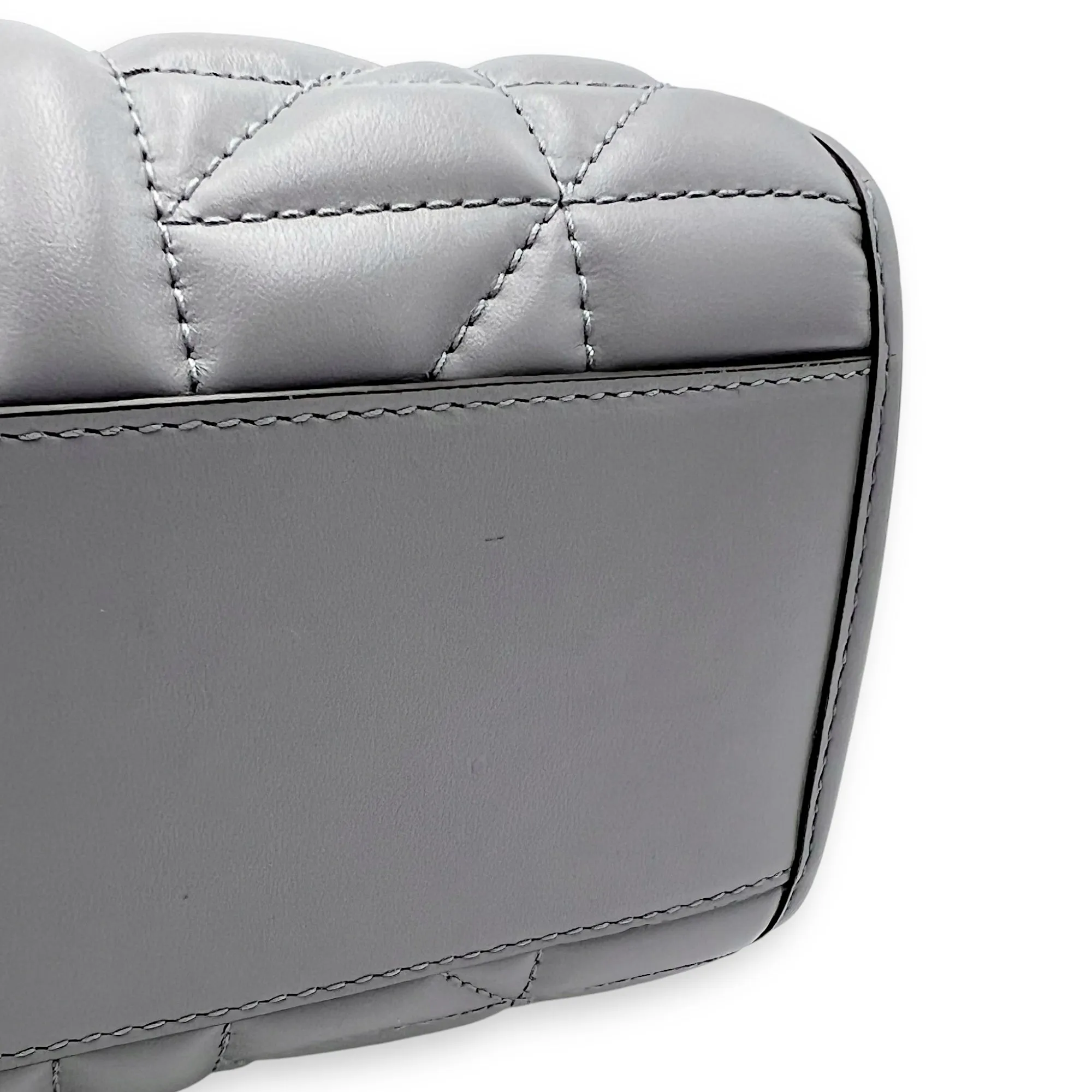 GG Marmont Tote Bag Grey in Calfskin, Ruthenium hardware