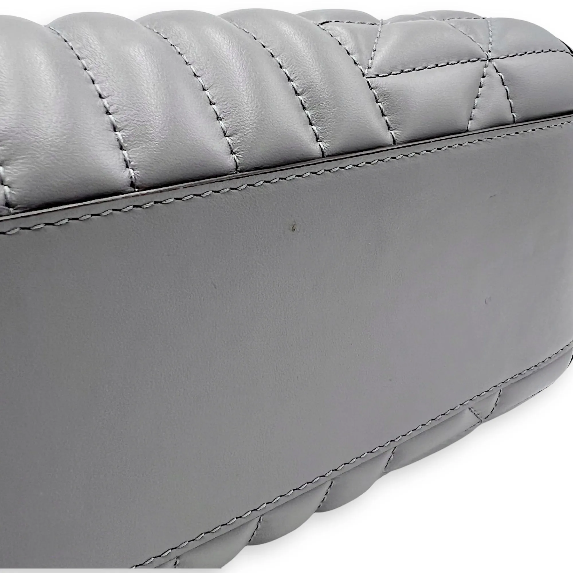 GG Marmont Tote Bag Grey in Calfskin, Ruthenium hardware