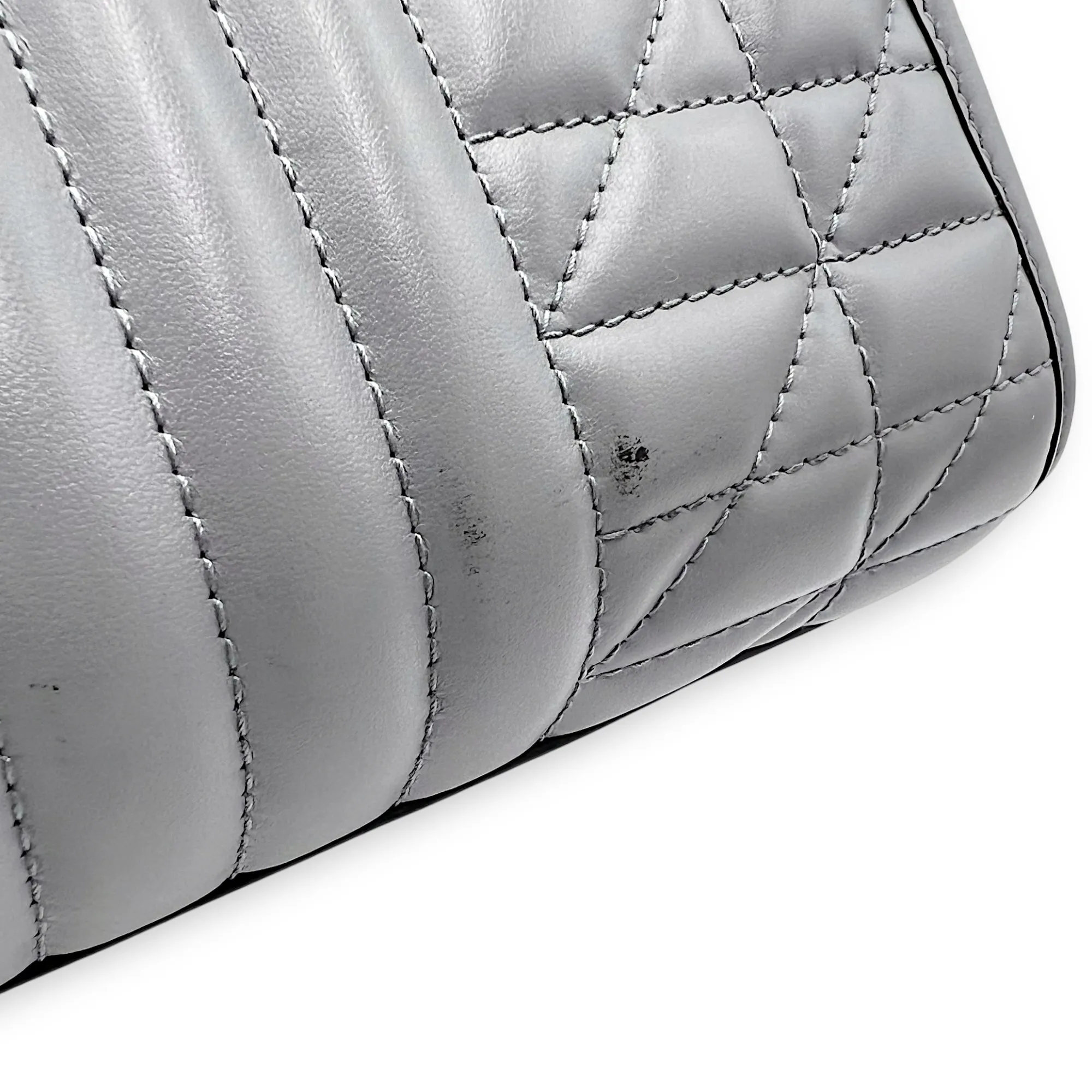 GG Marmont Tote Bag Grey in Calfskin, Ruthenium hardware
