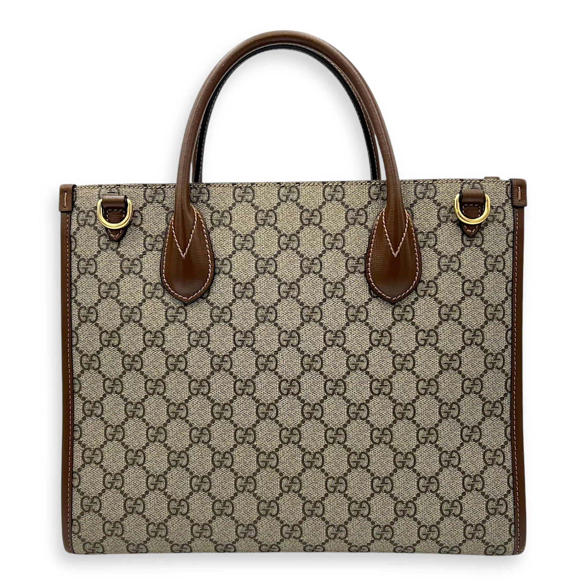 GG Supreme Brown Tote Bag in Interlocking GG Supreme, Gold hardware