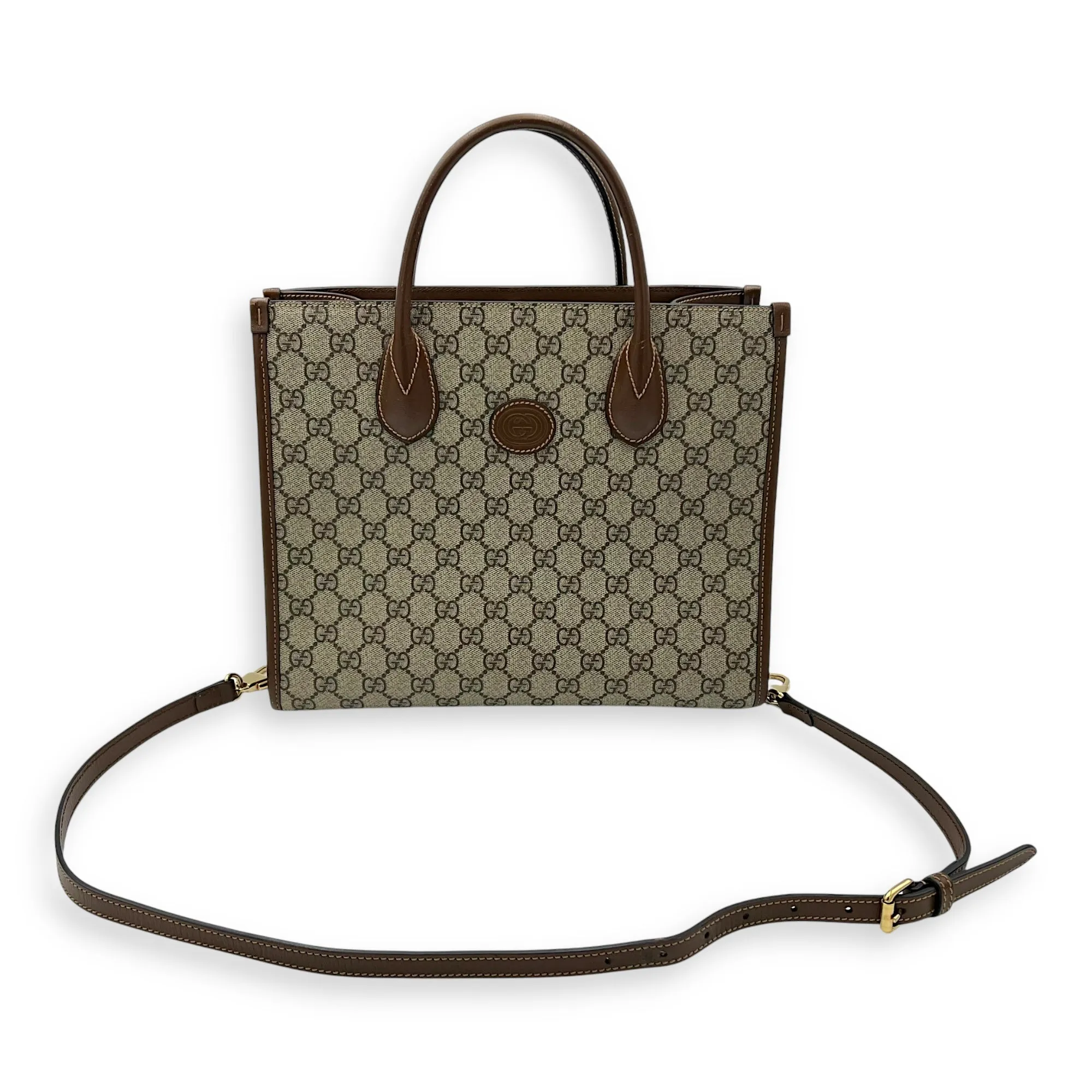 GG Supreme Brown Tote Bag in Interlocking GG Supreme, Gold hardware