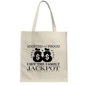 Gifts for Proud Adoptive Parents Funny Quotes for Adoption Day Foster to Adopt and Parent Natural White Multicolor Canvas Tote Bag