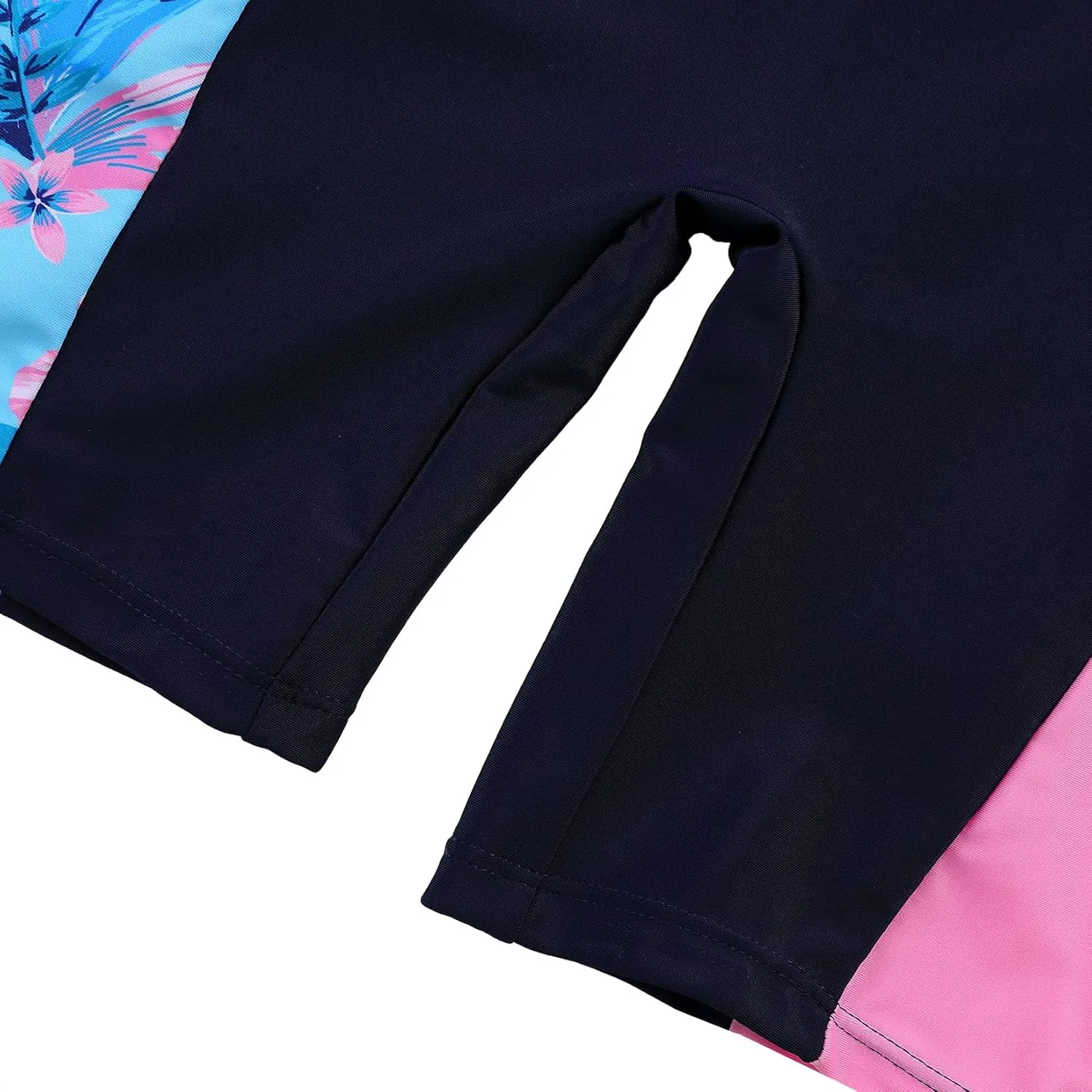 Girls One Piece Rash Guard Swimsuit Long Sleeve Swimsuits with Zipper Patchwork Beach Bathing Suit for Kids 3-12 Years