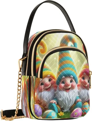Gnomes Easter Eggs Crossbody Bags for Women Fanny Pack Hand Travel Small Sling Cross Body Bag Wallet Phone Mini Purse