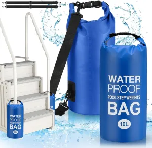 Goovilla Pool Ladder Weights Universal | 2 Pack 10L 500D PVC Waterproof Tear-Resistance Sand Bags for Above Ground Pools Steps | Easy to Fill and Seal with Strong Handle and 2 Straps (Dark Blue)