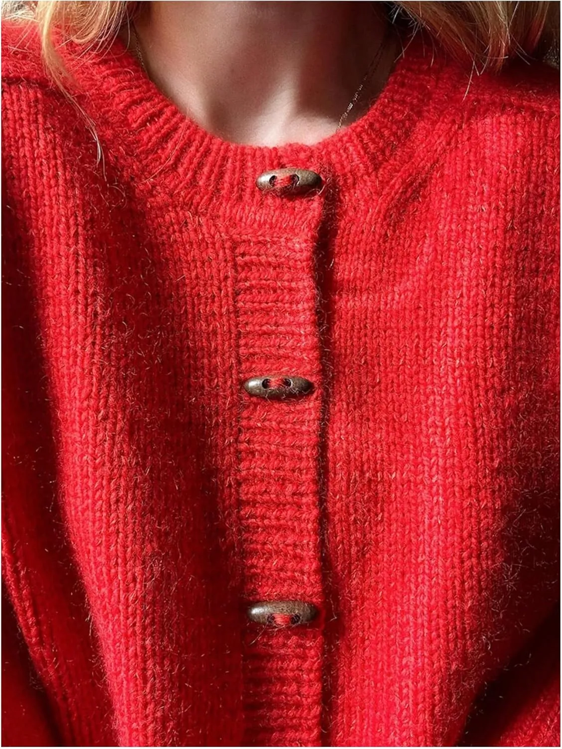GORGLITTER Women's Winter Sweater Cropped Button Up Cardigan Sweaters Long Sleeve Knit Tops