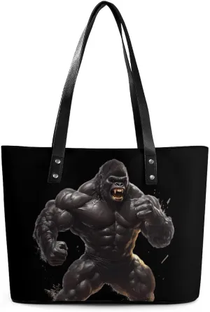Gorilla Beast Bodybuilding Printed Purses and Handbags for Women Vintage Tote Bag Top Handle Ladies Shoulder Bags for Shopping Travel