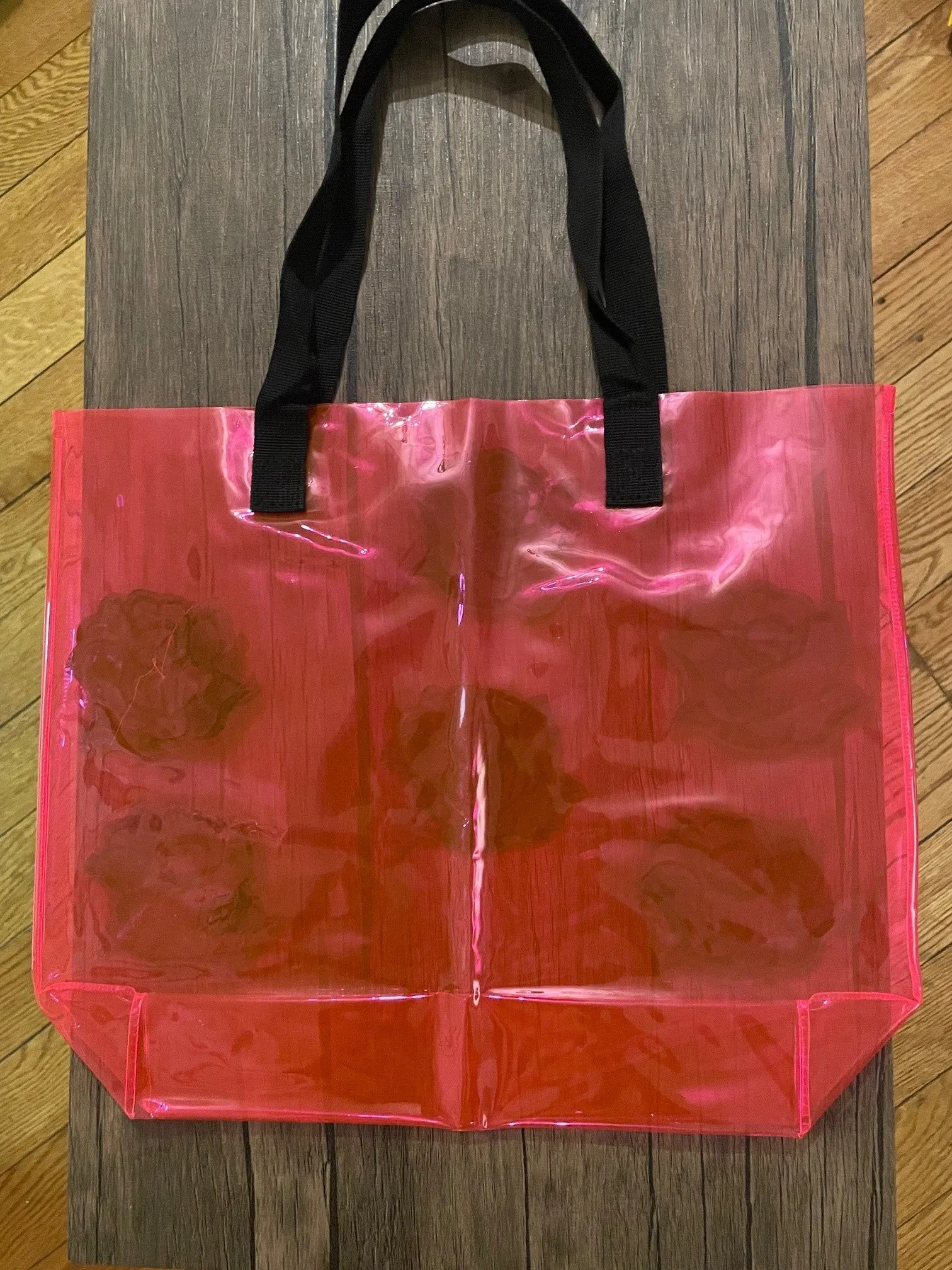 Gothic Black Roses Holographic PVC Fuchsia Tote Bag