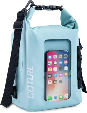 Goture Dry Bag, 5L Waterproof Bag with Shoulder Straps, 500D PVC Small Dry Sack Touchscreen Waterproof Backpack Phone Pouch, Roll Top Crossbody for Kayaking, Boating, Fishing, Camping, Beach, Travel