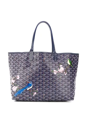 Goyard - St. Louis PM bird-painting tote bag - women - Leather/PVC - One Size - Blue