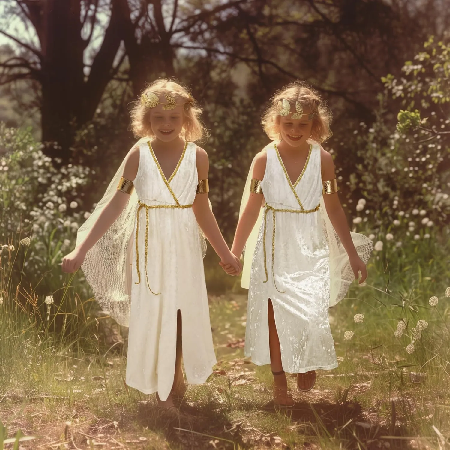 Greek Costume Kids Toga Roman Goddess Athena Children Halloween Cosplay Grecian Dress Up Outfit Set
