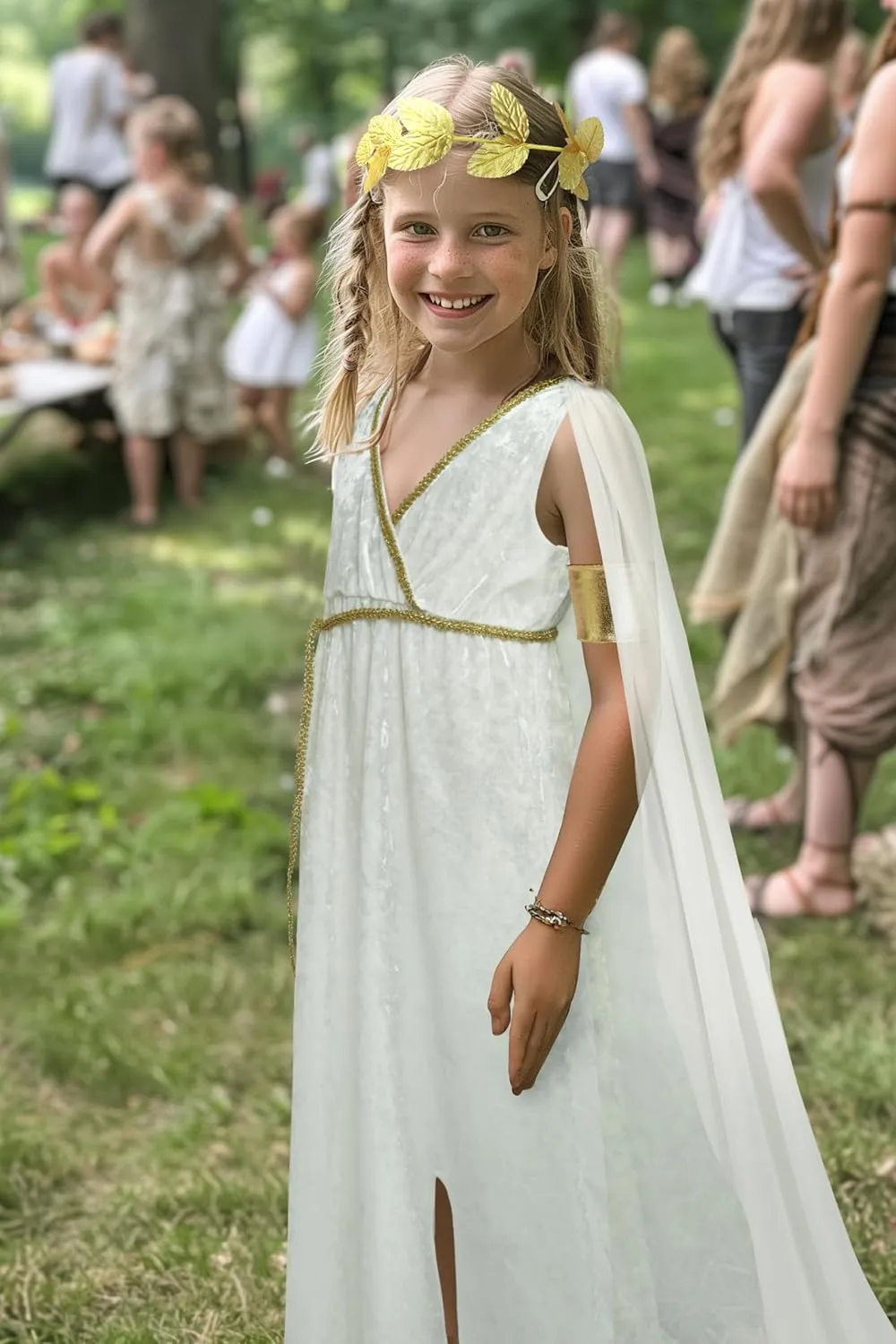 Greek Costume Kids Toga Roman Goddess Athena Children Halloween Cosplay Grecian Dress Up Outfit Set