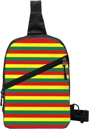 Grenada Flag Stripes Packable Crossbody Bag Portable Sling Bags Foldable Travel Daypack Reusable Sports Shoulder Backpack Diagonally Chest Bag for Workout