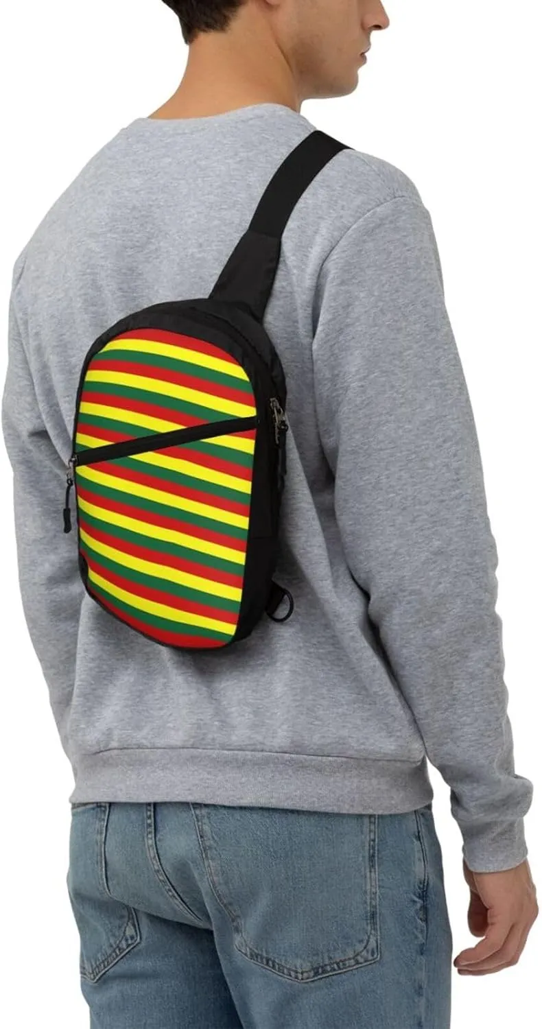 Grenada Flag Stripes Packable Crossbody Bag Portable Sling Bags Foldable Travel Daypack Reusable Sports Shoulder Backpack Diagonally Chest Bag for Workout