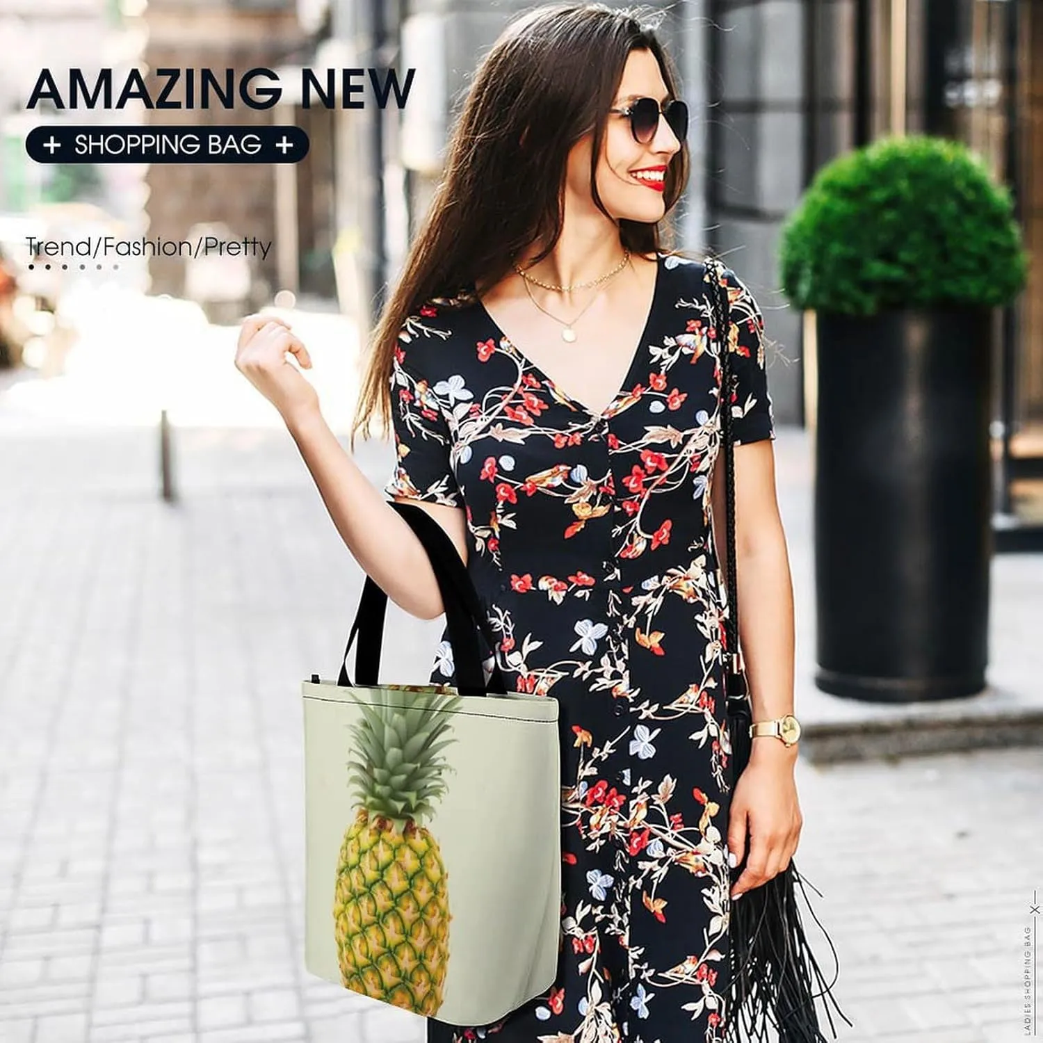 Grocery Bag Reusable Tote Bag Foldable Flamingo Palm Trees Leaf Shopping Bag Handbag Washable Shoulder Bag for Travel