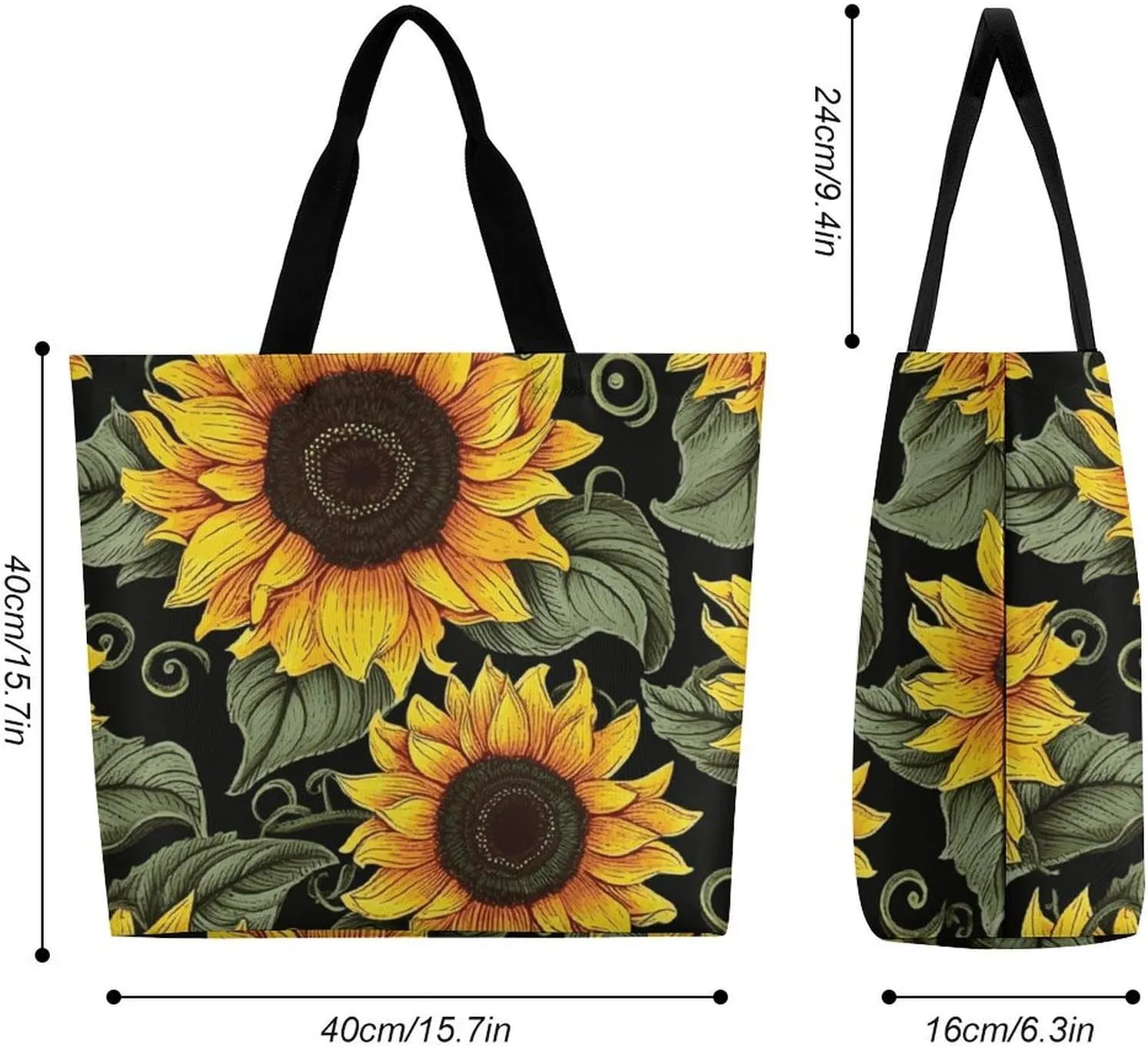 Grocery Bag Reusable Tote Bag Foldable Floral Print Shopping Bag Handbag Washable Shoulder Bag for Travel