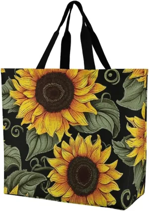 Grocery Bag Reusable Tote Bag Foldable Floral Print Shopping Bag Handbag Washable Shoulder Bag for Travel
