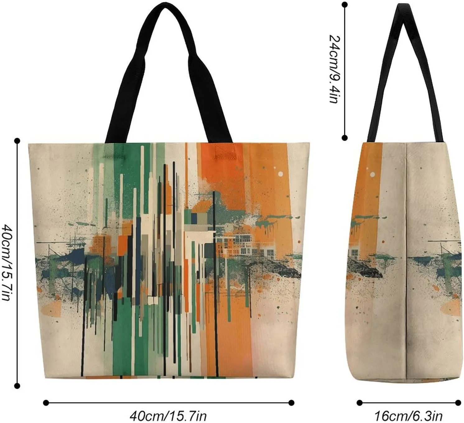 Grocery Bag Reusable Tote Bag Foldable Green Decorative Pattern Shopping Bag Handbag Washable Shoulder Bag for Travel