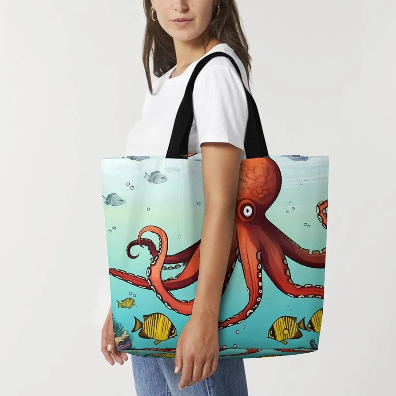 Grocery Bag Reusable Tote Bag Foldable Handmade Red Love Heart Shopping Bag Handbag Washable Shoulder Bag for Travel