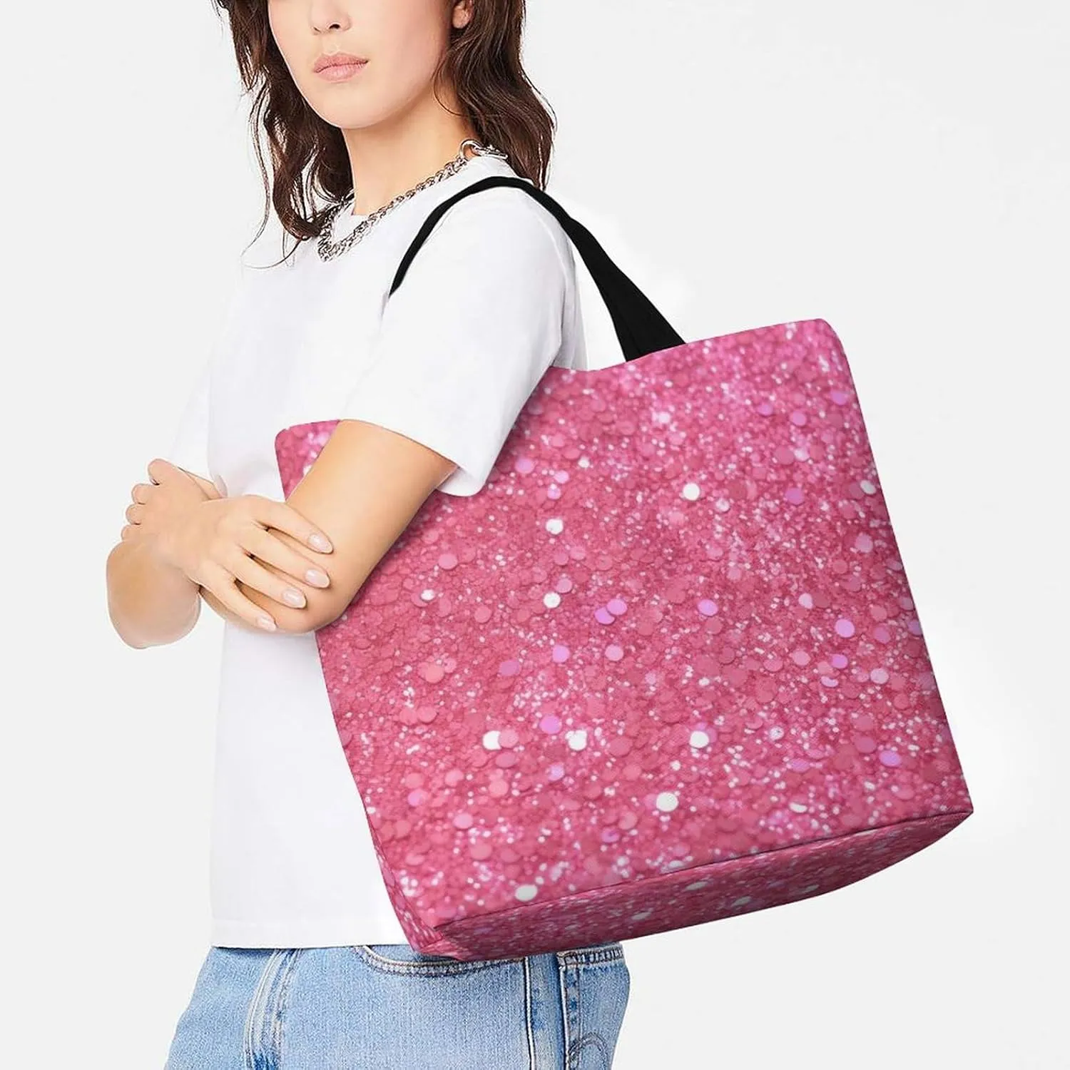 Grocery Bag Reusable Tote Bag Foldable Teal And Gold Marble Shopping Bag Handbag Washable Shoulder Bag for Travel