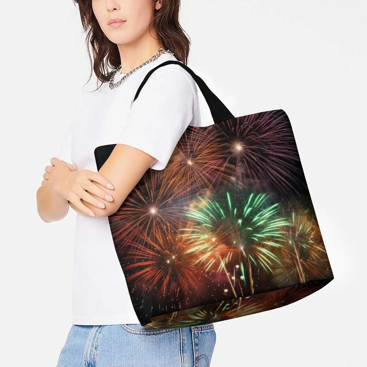 Grocery Bag Reusable Tote Bag Foldable Teal And Gold Marble Shopping Bag Handbag Washable Shoulder Bag for Travel