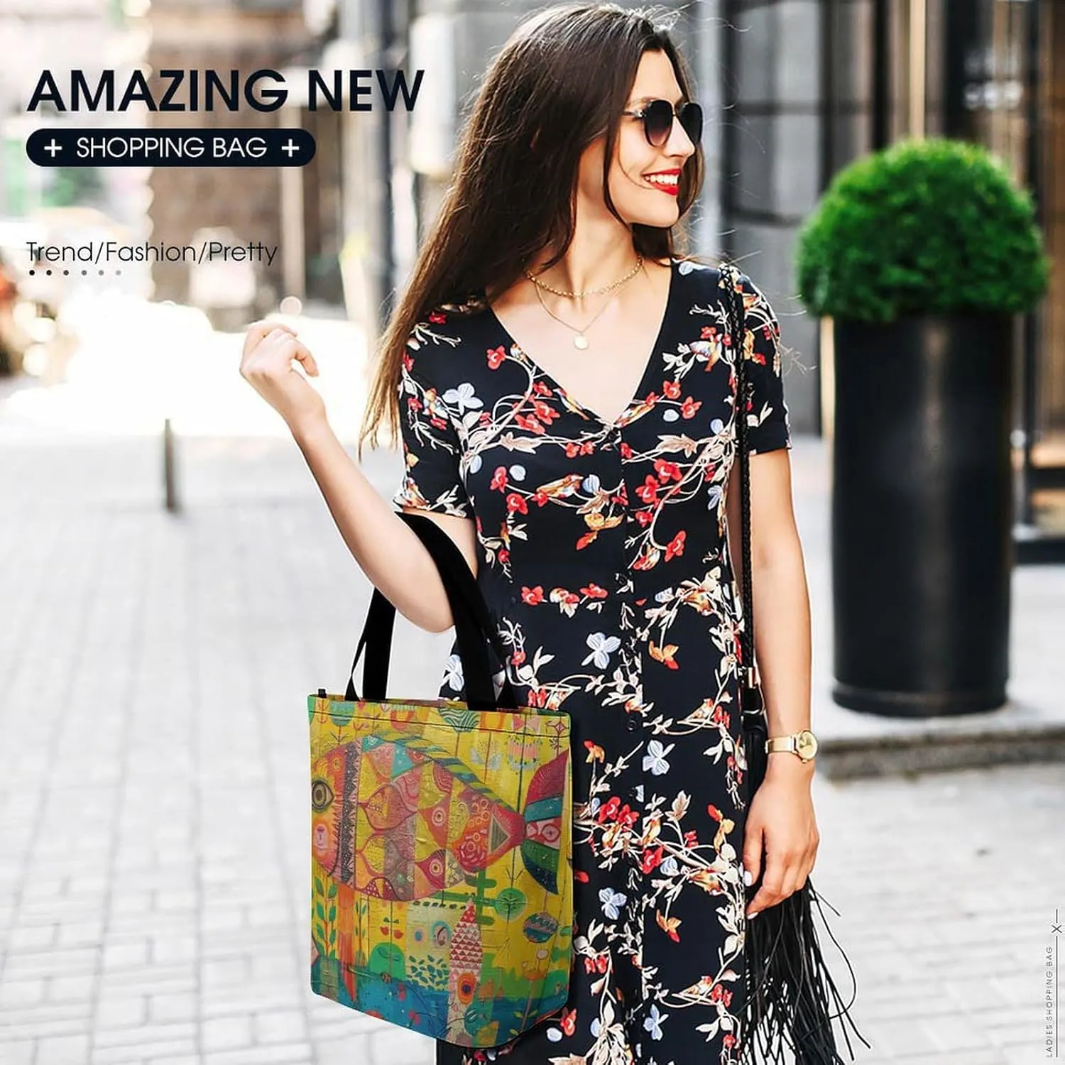 Grocery Bag Reusable Tote Bag Foldable White Cat Painting Shopping Bag Handbag Washable Shoulder Bag for Travel