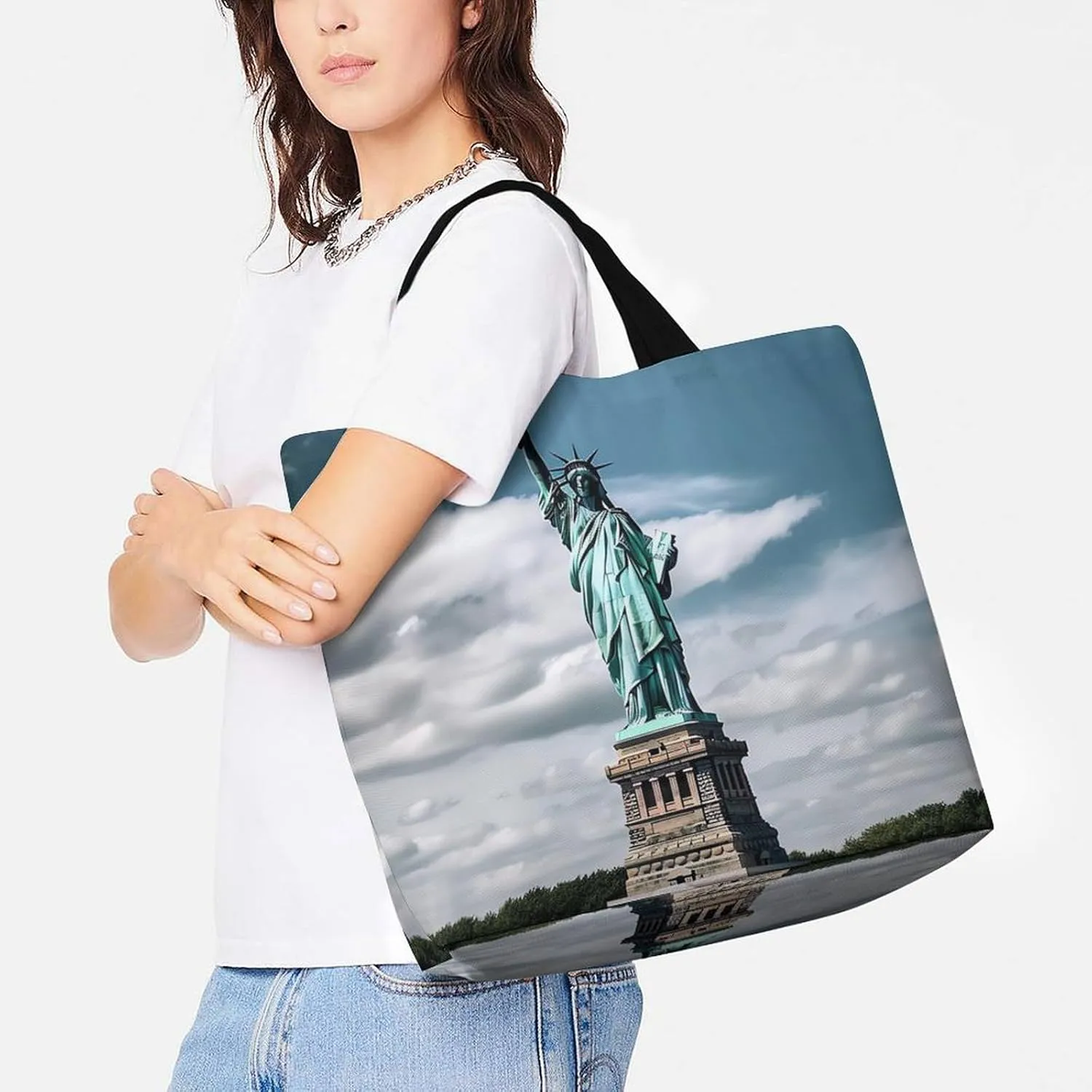 Grocery Bag Reusable Tote Bag Foldable Wild Elk Shopping Bag Handbag Washable Shoulder Bag for Travel