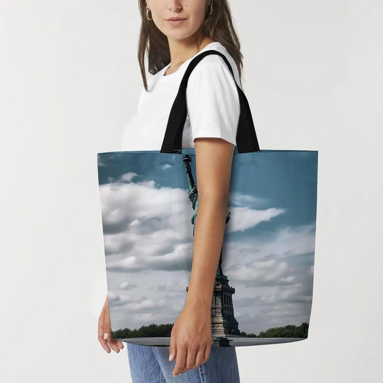 Grocery Bag Reusable Tote Bag Foldable Wild Elk Shopping Bag Handbag Washable Shoulder Bag for Travel