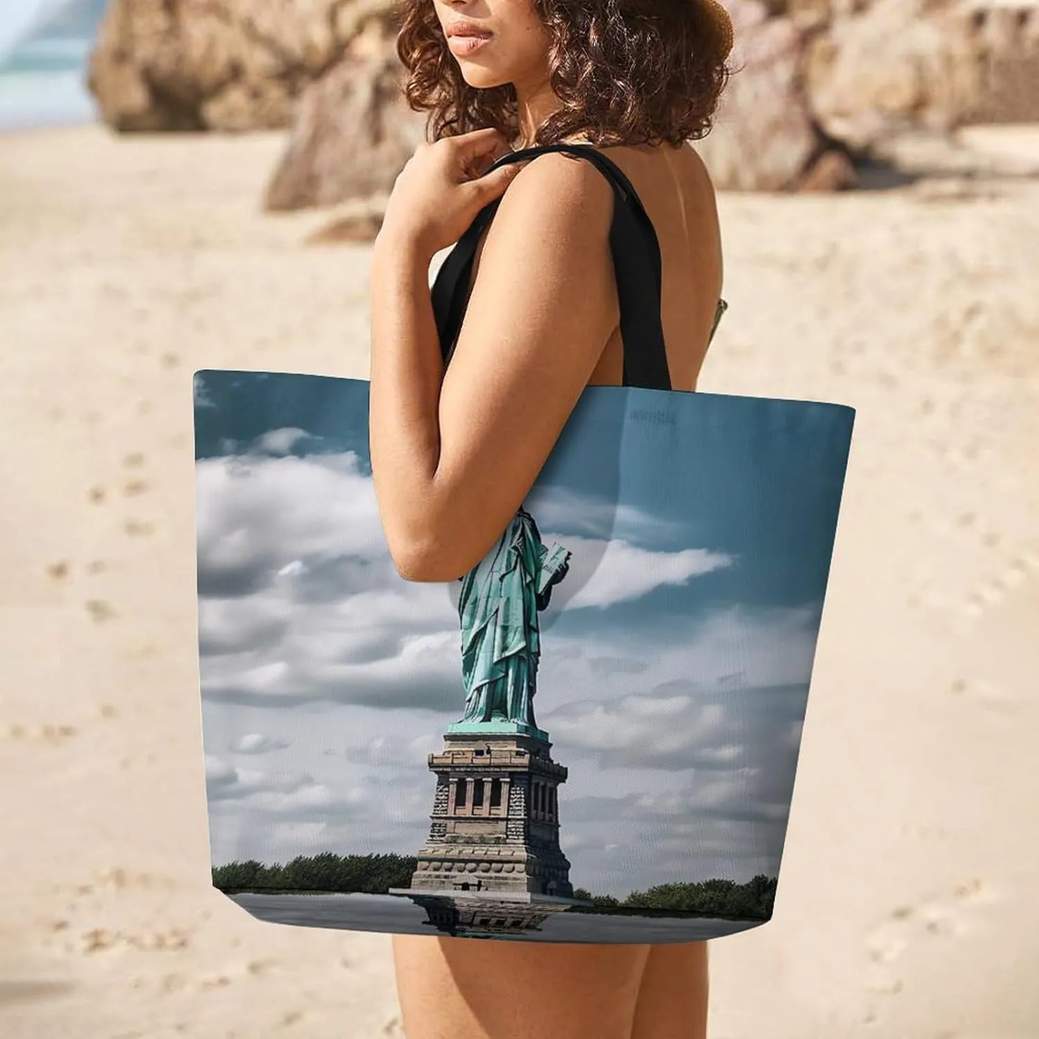 Grocery Bag Reusable Tote Bag Foldable Wild Elk Shopping Bag Handbag Washable Shoulder Bag for Travel