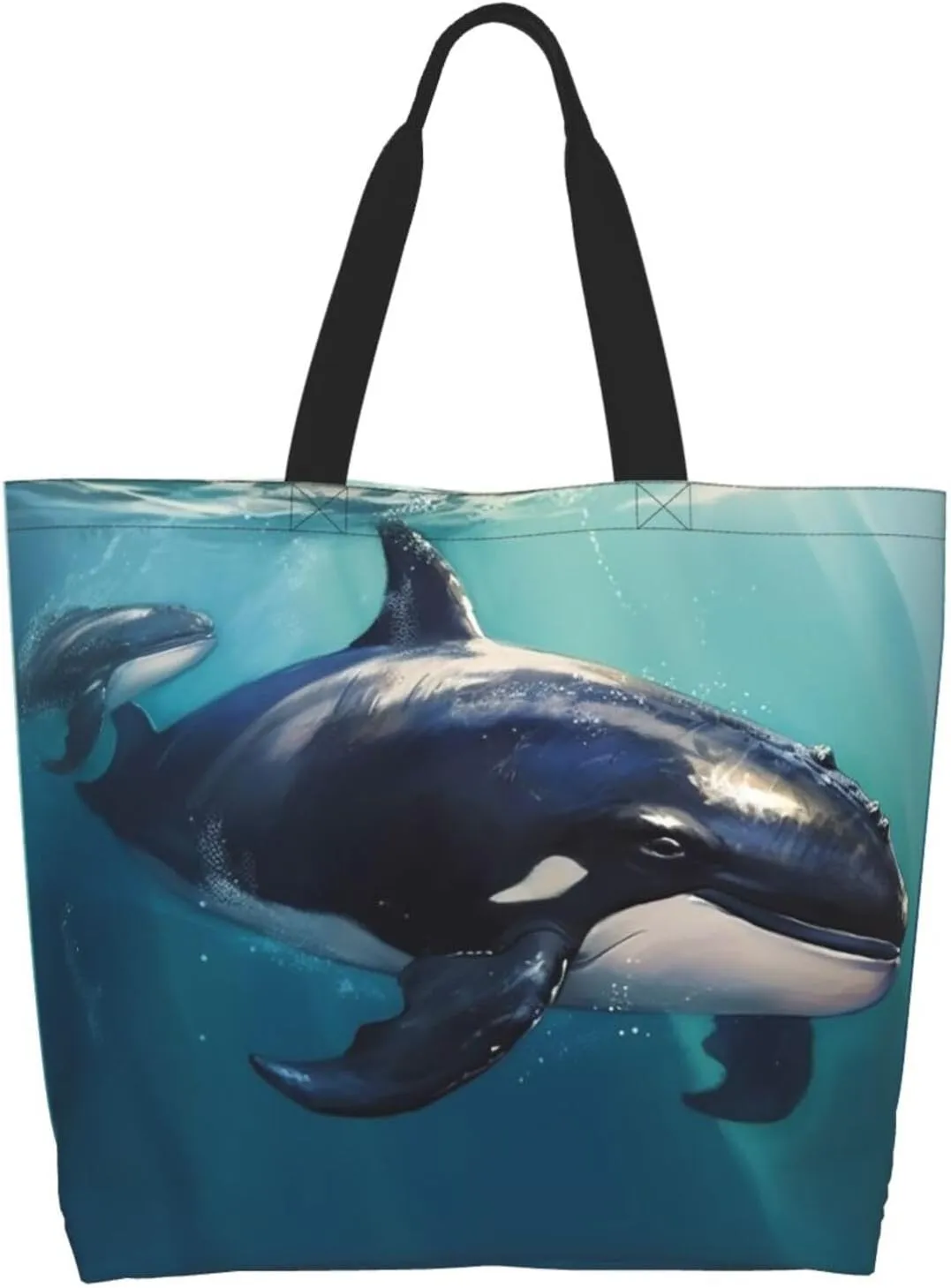 Grocery Bag Reusable Tote Bag Foldable Winter Farmhouse Shopping Bag Handbag Washable Shoulder Bag for Travel