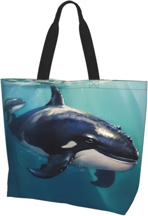 Grocery Bag Reusable Tote Bag Foldable Winter Farmhouse Shopping Bag Handbag Washable Shoulder Bag for Travel