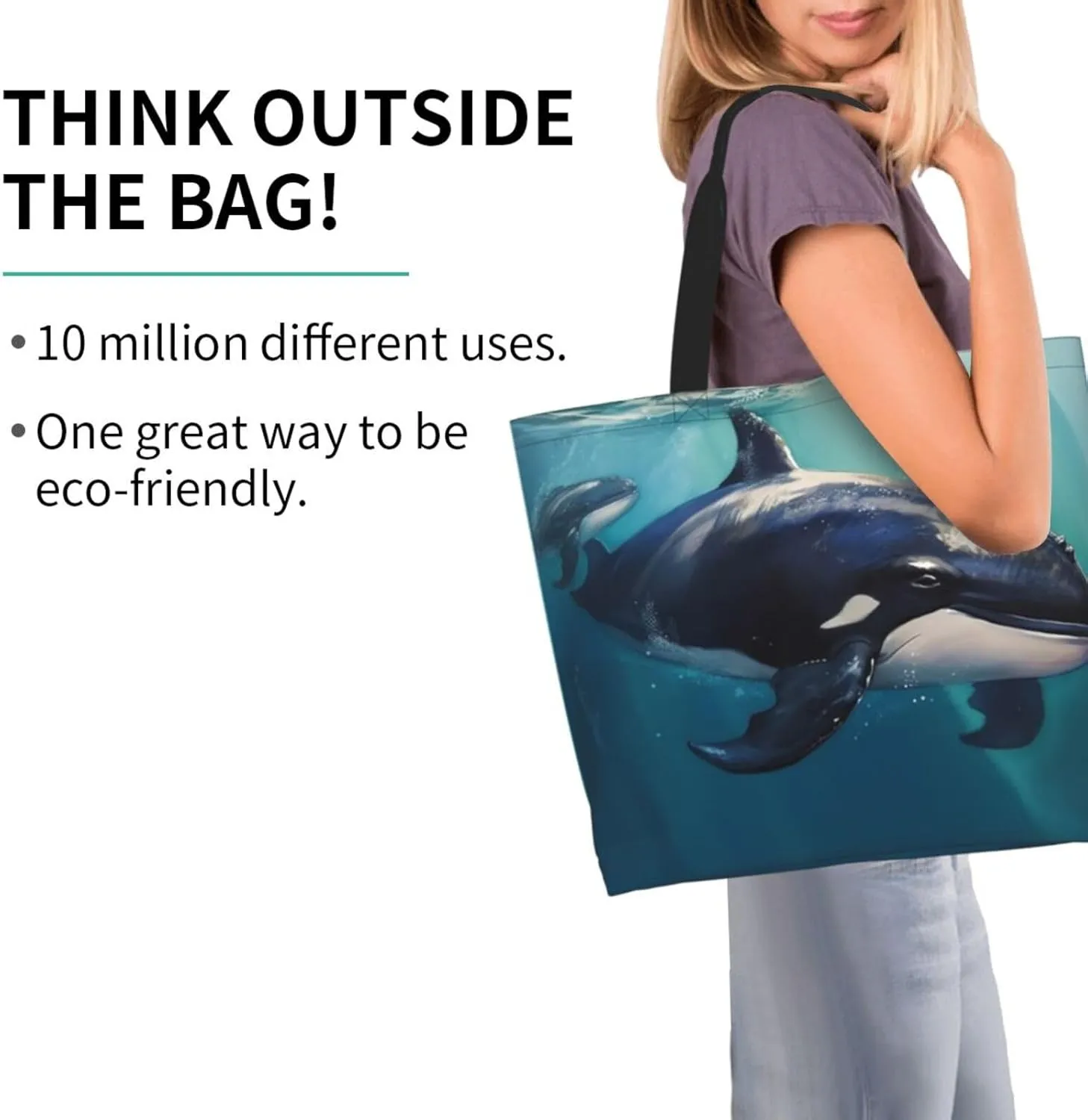 Grocery Bag Reusable Tote Bag Foldable Winter Farmhouse Shopping Bag Handbag Washable Shoulder Bag for Travel