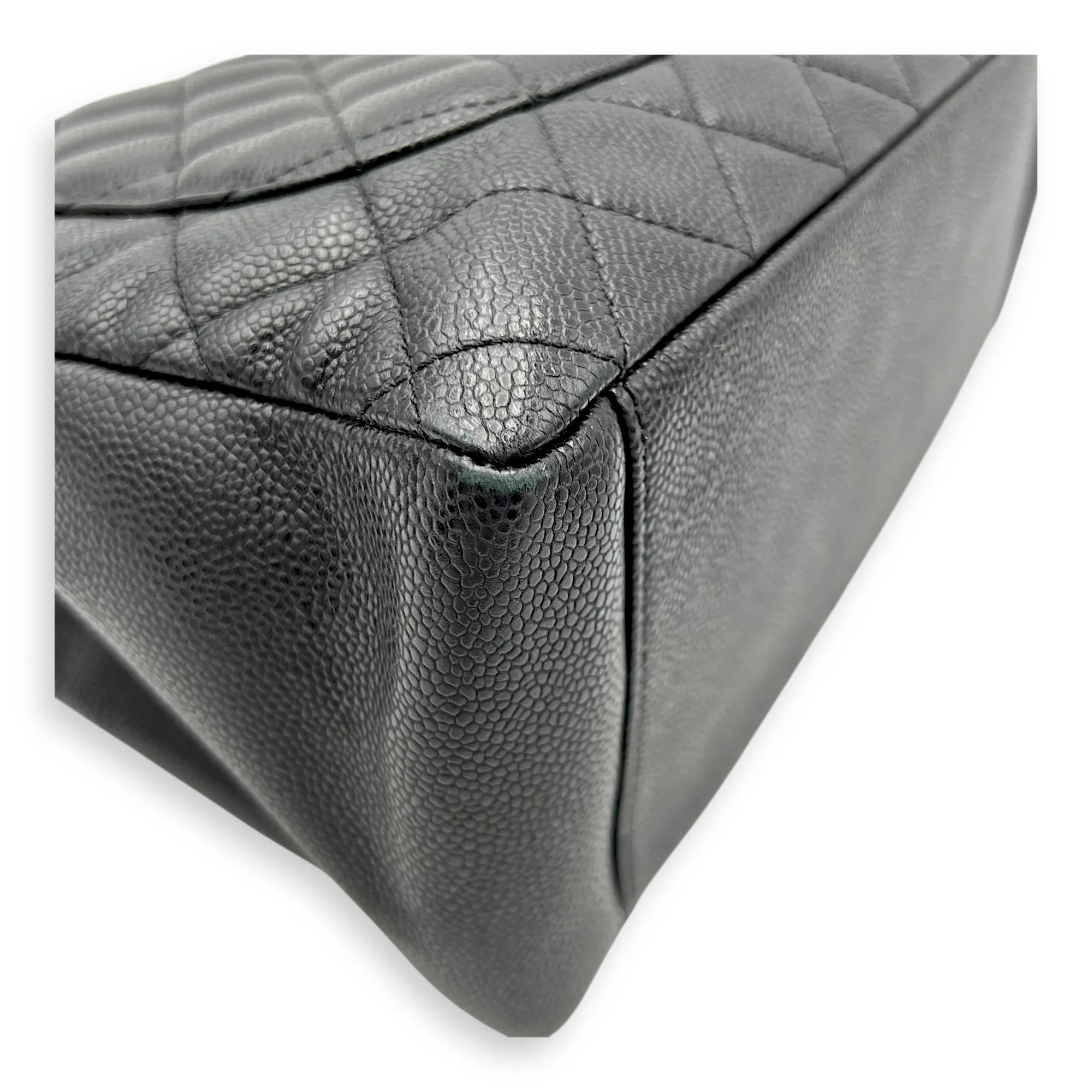 GST Tote Bag Black in Caviar Leather, Gold hardware