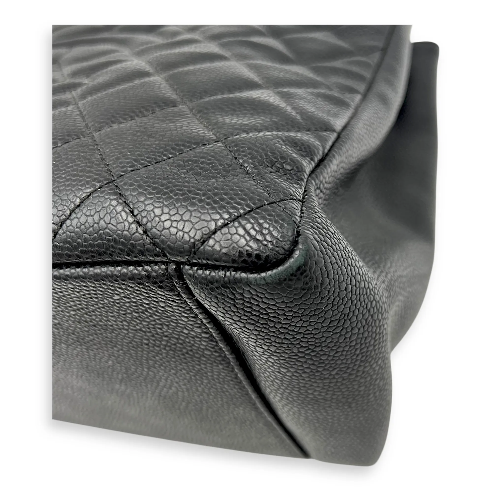 GST Tote Bag Black in Caviar Leather, Gold hardware