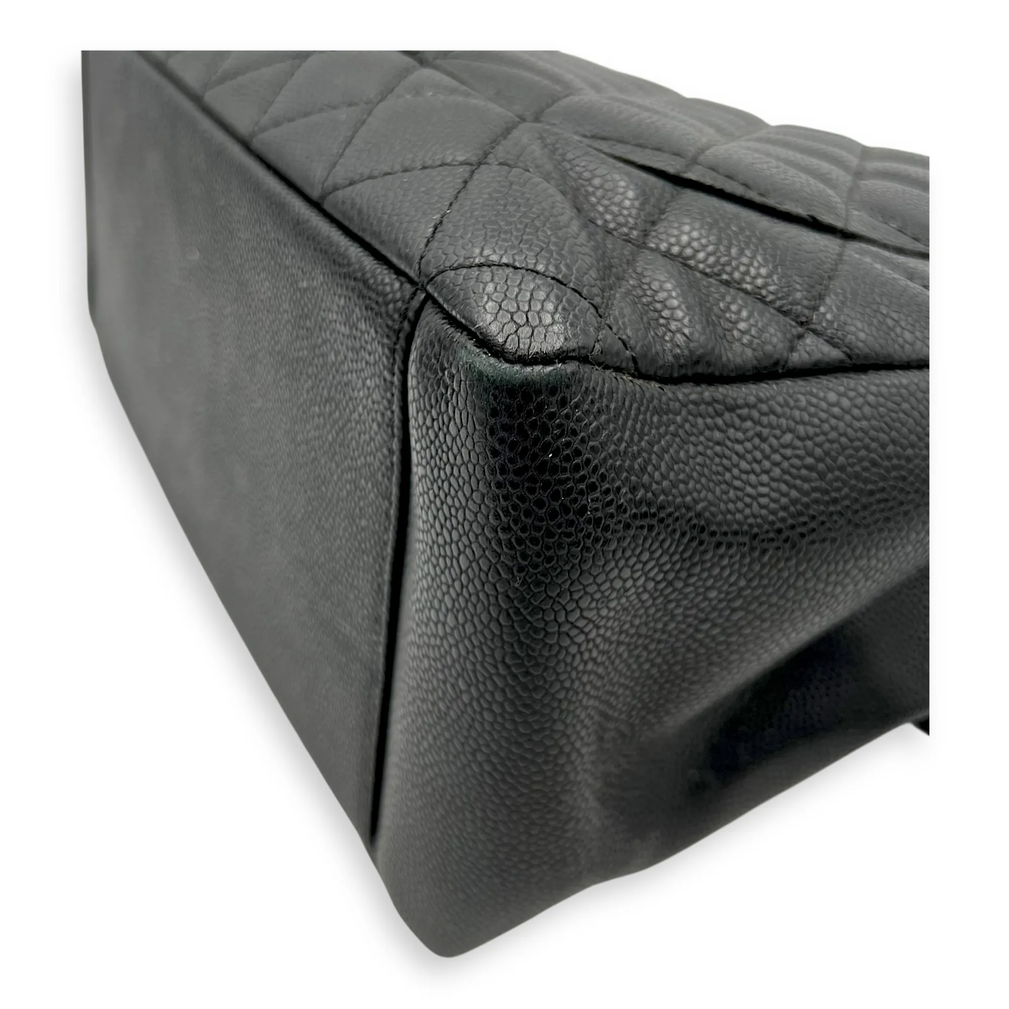 GST Tote Bag Black in Caviar Leather, Gold hardware