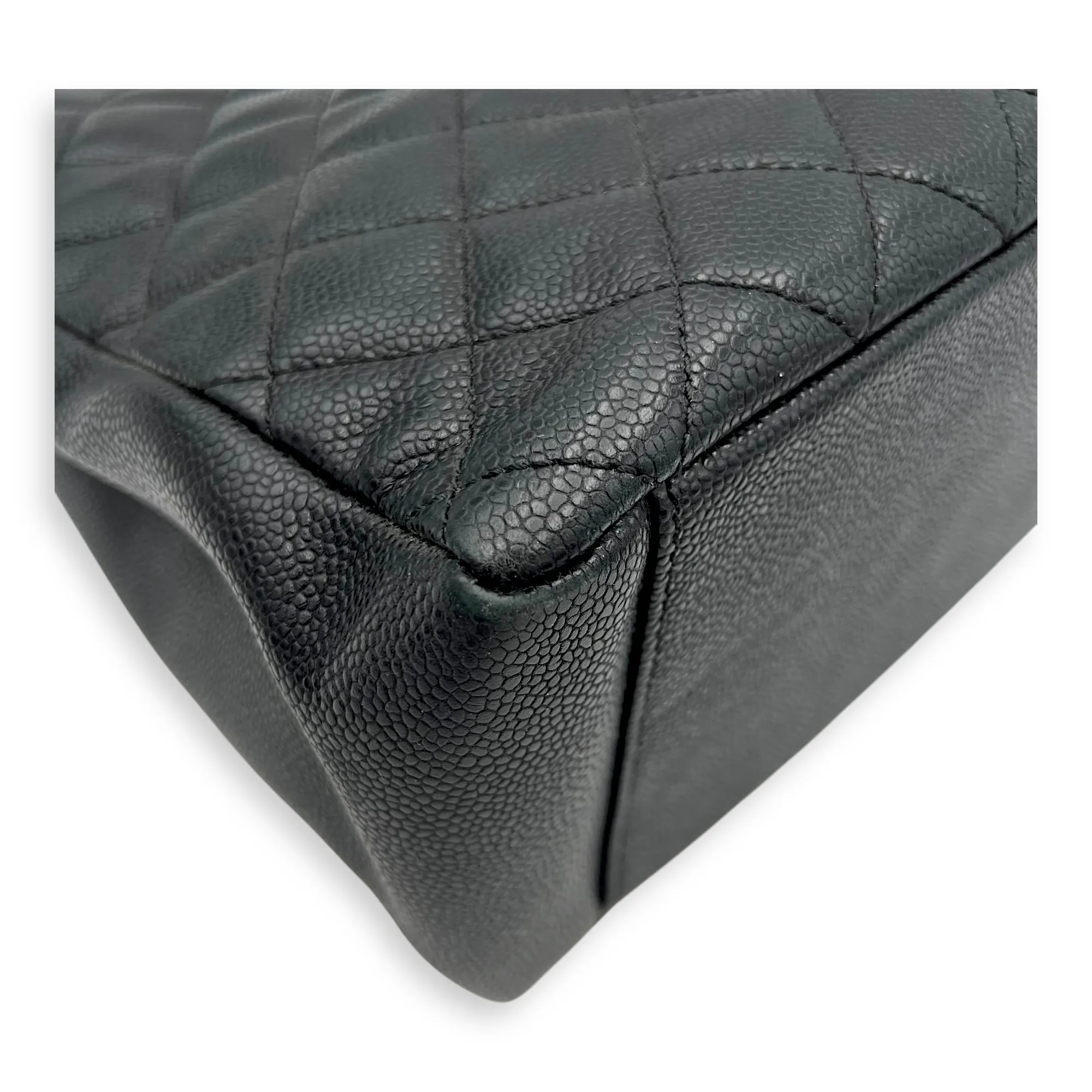 GST Tote Bag Black in Caviar Leather, Gold hardware