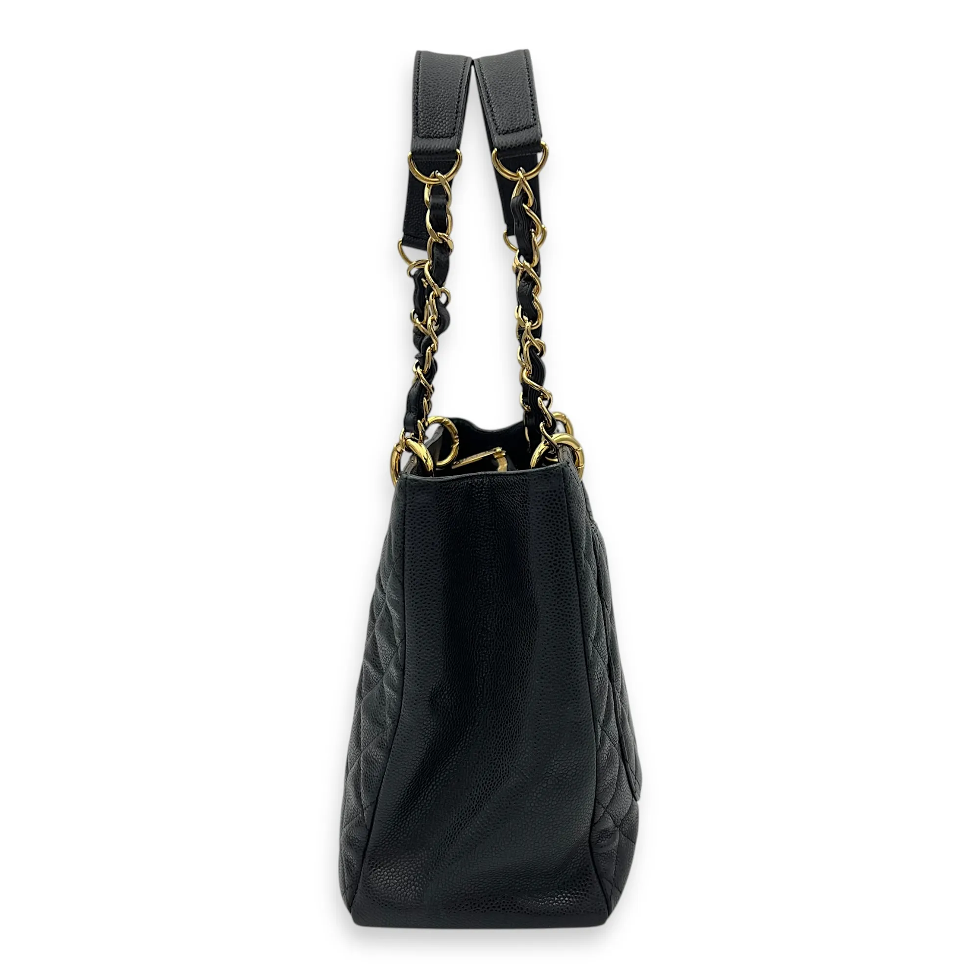 GST Tote Bag Black in Caviar Leather, Gold hardware