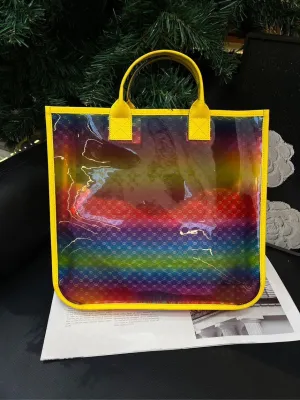Gucci Rainbow Gradient PVC Handbag Yellow Trim Medium