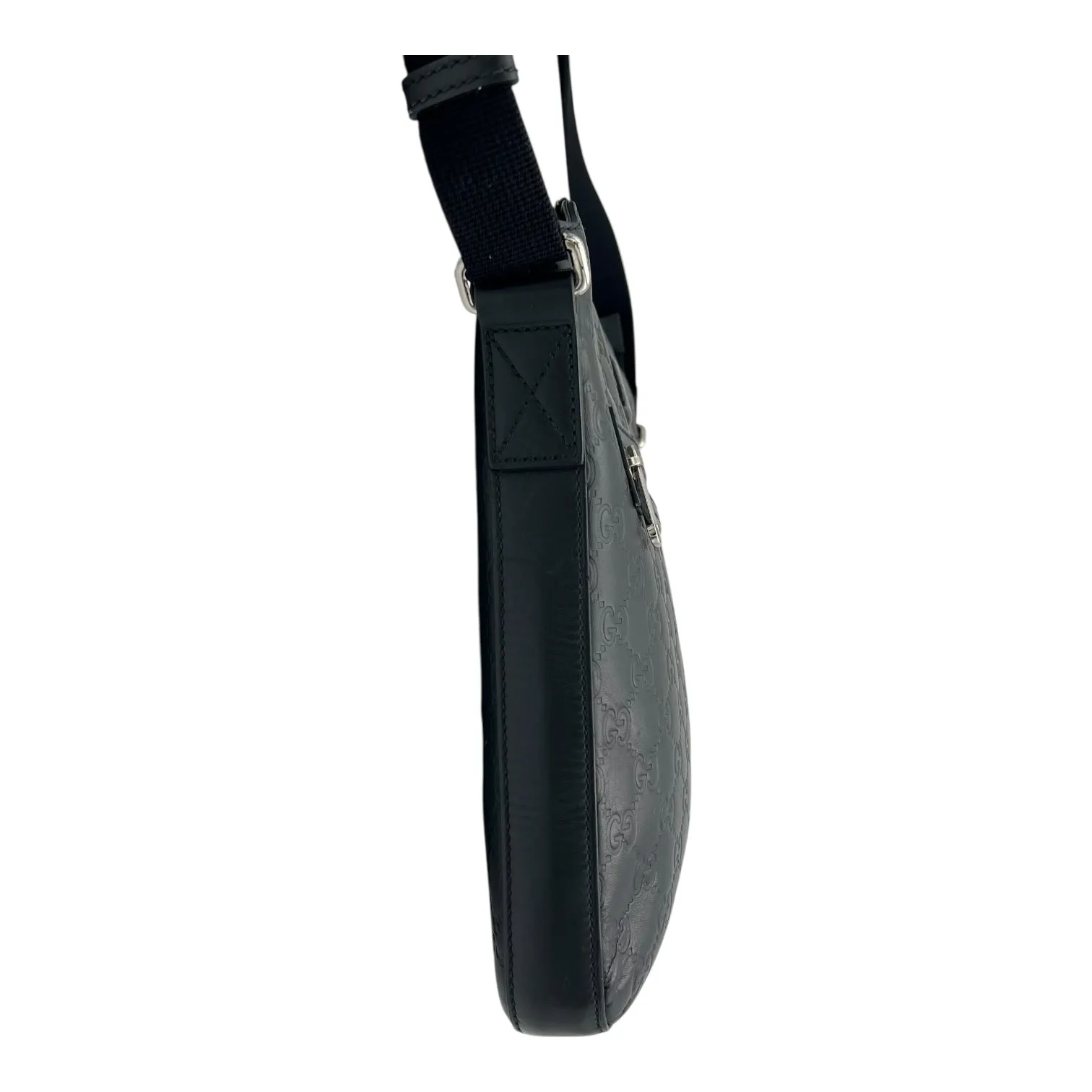 Guccissima Crossbody Bag Black in Calfskin, Silver hardware