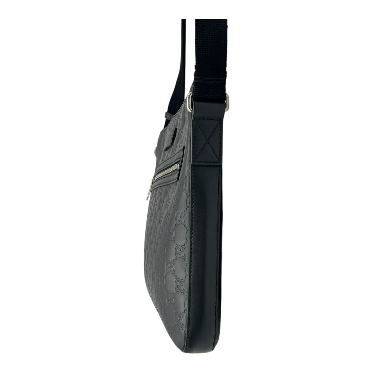 Guccissima Crossbody Bag Black in Calfskin, Silver hardware