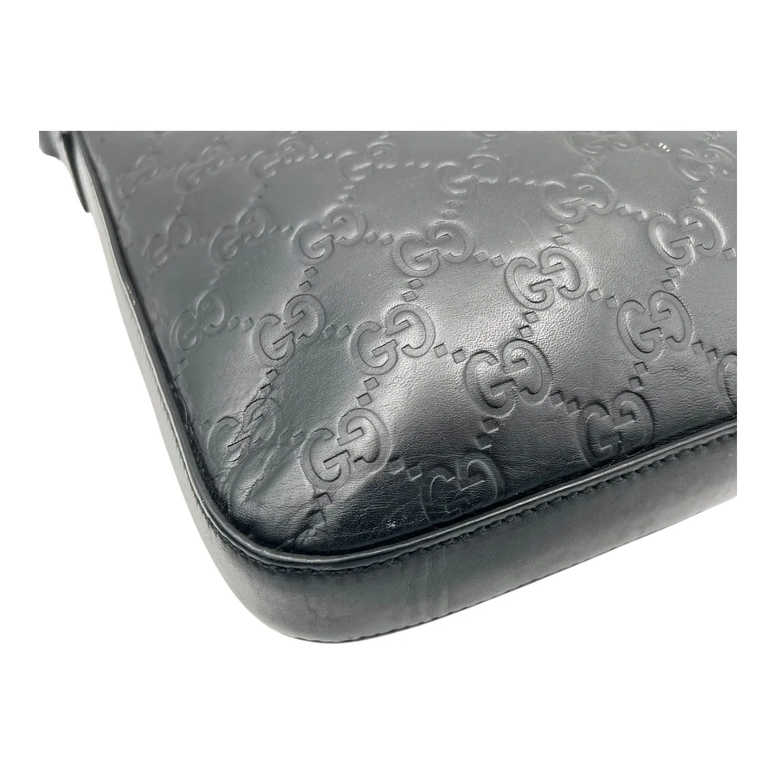 Guccissima Crossbody Bag Black in Calfskin, Silver hardware